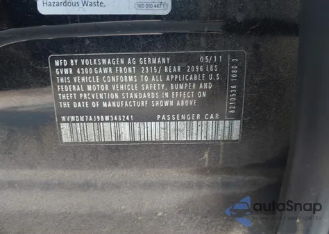 2011 Volkswagen Golf Tdi 4-Door из США, поврежденный, VIN WVWDM7AJ9BW348241